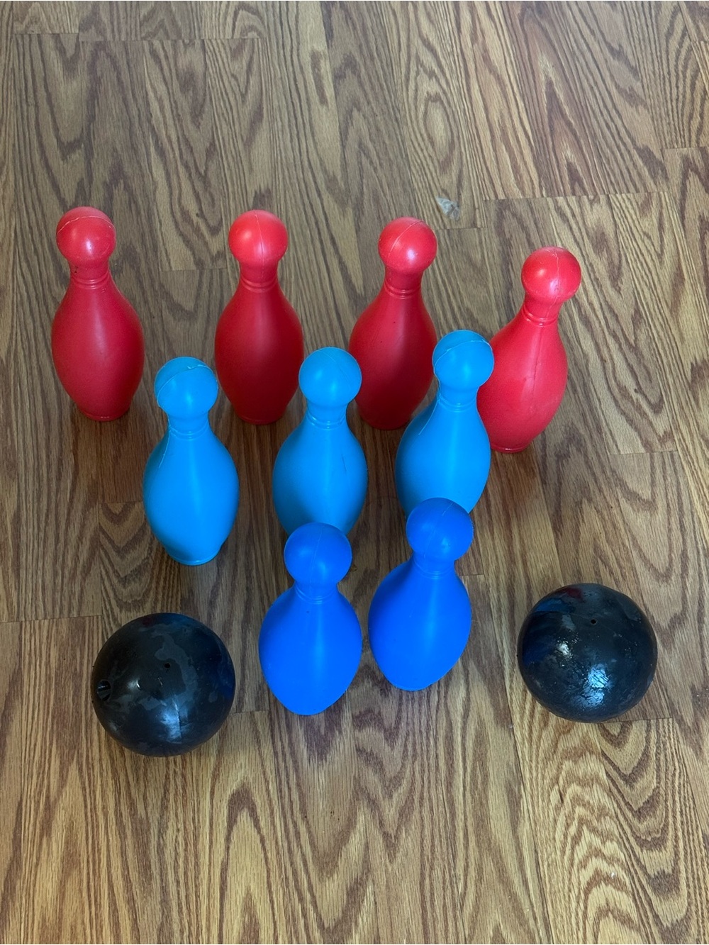 Kids Plastic Bowling Set with Red and Blue Pins